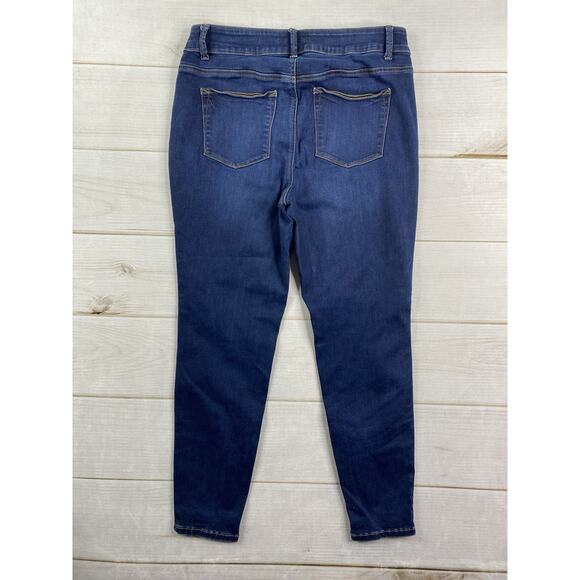 Maurices High Rise Jeans Womens 14W Dark Wash Button Fly Tapered Jegging Stretch - Picture 9 of 10